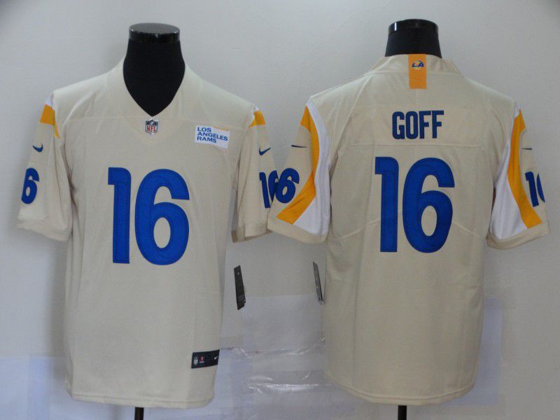Men Los Angeles Rams 16 Goff Cream Nike Vapor Untouchable Stitched Limited NFL Jerseys